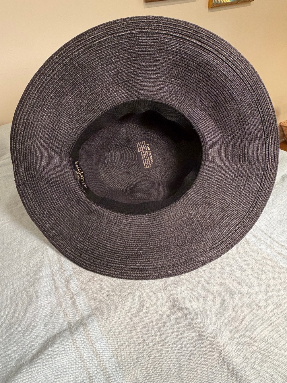 Eric Javits Womens Black Hamptons Sun Hat Wide-Brim Floppy Packable - Picture 7 of 10